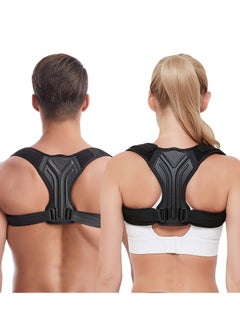 Buy Back Correction Strap, Adjustable Posture Corrector Spine Straightener for Relief of Neck Shoulder Pain Develop Good Seated Standing for Men Women Elderly Teens (1PCS Black, M) in UAE