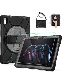 Buy TYCKA Compatible with iPad 10th Generation Case Tempered Glass Screen Protector, Three Layer Drop Protection Case with 360 Rotating Stand for iPad 2022 10.9 inch, Hand/Shoulder Strap in UAE