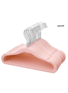 Buy 30 Piece Pink Color Baby Velvet Hangers (28cm / 11 Inch) Nursery Clothes Hangers Non Slip Toddler Hangers, 360 Chrome Swivel Hook in UAE