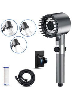 Buy High Pressure Shower Head Hard Water Softener Filtered Hand Held Showerhead Set With 1.5M Anti-explosion Hose and Bracket in Saudi Arabia