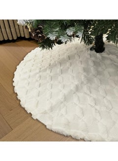 Buy 48 Inch Christmas Tree Skirt Faux Fur with Cable Knit Knitted Thick Decoration for Merry Christmas Decorations in UAE