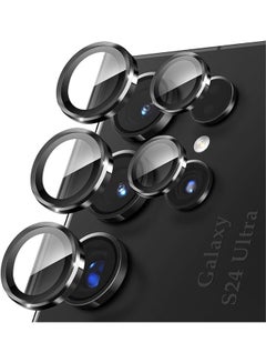 اشتري Camera Lens Protector for Samsung Galaxy S24 Ultra Accessories, [3x Impact Resistance] Individual Metal Ring Tempered Glass Camera Screen Protector, Case Friendly, 1 Set (Titanium Black) في الامارات