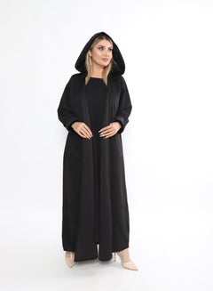 Buy Winter Abaya Hooded Fur Hat, Fur Cuffs Available in Black And Navy Made Of Suede Fabric in Saudi Arabia