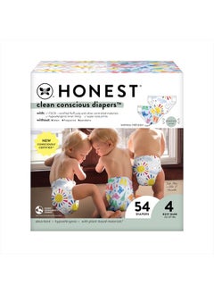 اشتري Clean Conscious Diapers | Plant-Based, Sustainable | Limited Edition Prints | Club Box, Size 4 (22-37 lbs), 54 Count في الامارات