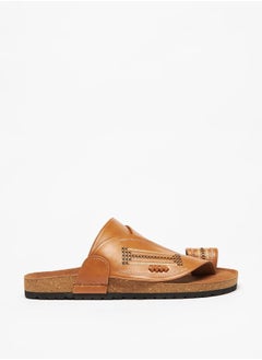 Buy Men's Textured Slip-On Arabic Sandals with Toe Loop Detail in Saudi Arabia