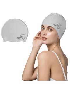 Buy Silicone Swimming Cap Waterproof For Kids & Adults - Silver in Egypt