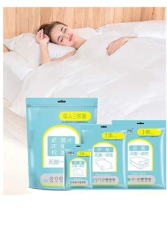 اشتري Disposable Bed Sheets for Travel, Quilt Cover and Pillow Case Set, Portable Disposable Bedding Set for Hotel and Travel (Travel 3-Piece Double) في السعودية