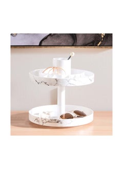 Buy Marble 2-Tier Rotating Cosmetic Organiser 26 x 34 x 26 cm in UAE