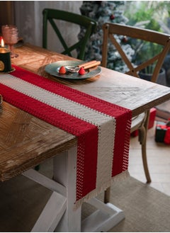 Buy Natural Burlap Table Runner 30cmx180cm Red in Saudi Arabia