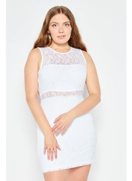 Buy Women Textured Mini Dress, White in Saudi Arabia