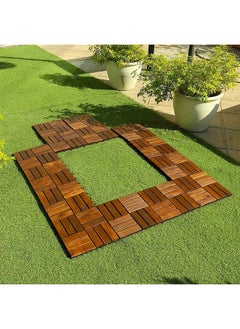 اشتري Hometaste Wooden Deck Tiles Waterproof Wood Click Deck Board Raised Flooring Squares Hardwood,Click Floor Decking Tile, Waterproof Balcony Flooring, Wooden Parquet Flooring (Pack Of 12 Pieces) في الامارات