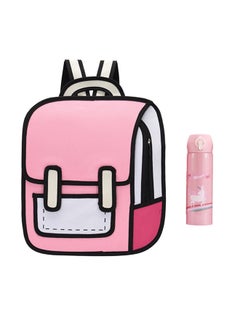 Buy Back To School Value Pack Set Kids School Bag With Water Bottle 400Ml Pink Print in UAE