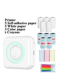 Buy Portable Wireless Printer Mini Pocket Bluetooth Thermal Printers with 13 Rolls Printing Paper Compatible with Android iOS Smartphone for Label Receipt Photo Notes and Memos in Saudi Arabia