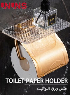 Buy Wall Mounted Self-adhesive Toilet Paper Holder with Phone Shelf ,Waterproof Toilet Paper Holder Golden,Toilet Paper Roll Storage Dispenser in Saudi Arabia