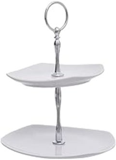 Buy Porland Porcelain 2-Tier Serving Platter 22Cm Unique Elegant Design - White in Egypt