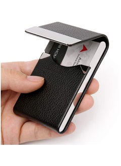 Buy Business Card Holder Case Black Fashion Professional PU Leather Business Card Carrier Luxury Metal Name Card Holder with Magnetic Shut Wallet Credit Card ID Case for Men Women Best Gift in UAE