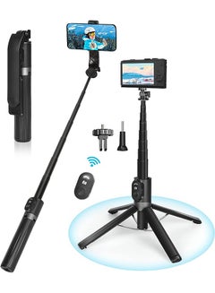 Buy Stick Tripod,Eocean 55" Long Phone Tripod With Wireless Remote & Camera Connector Kit,Upgrade Quadripod Stablize Design,Portable Lightweight Tripod For Iphone/Android in Saudi Arabia