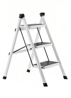 Buy 3-Step Metal Ladder Versatile Home Ladder with Wide Sturdy Folding Pedal in Saudi Arabia