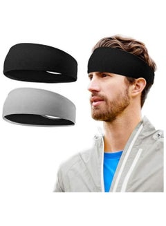 Buy Sports Headbands, Sports Headbands for Men Women (2 Pack), Moisture Wicking Sweat Band Elastic Wide Hair Bands, Running, Cycling, Basketball, Gym Exercise, Football in Saudi Arabia