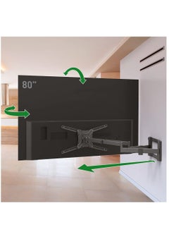 اشتري 01cm Long TV Wall Mount, 13-80 inch Dual Arm Full Motion Articulating - 4 Movement Flat/Curved Screen Bracket, Holds up to 50kg, Extra Stable في الامارات