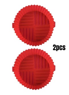 Buy 2 Round Silicone Air Fryer Pans, Oven and Air Fryer Accessories, Heat Resistant Easy to Clean Flexible Replacement Pans Suitable for All Convection Air Fryers (Color: Red) in Saudi Arabia