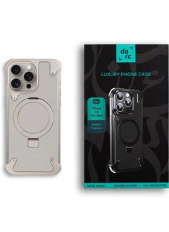 Buy VIP Leather Case for iPhone 15 Pro Max Unique and Natural Made of Shockproof Leather - Natural Titanium in Saudi Arabia