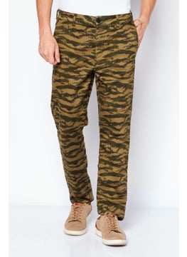 Buy Men Slim Fit Camouflage Chino Pants, Olive Combo in Saudi Arabia