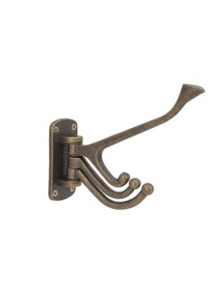 Buy SYOSI Swivel Coat Hook, Vintage Metal Decorative Wall Hook, Wall Mounted Coat Organizer Hook with 3 Rotating Swing Arms for Towel, Robe, Coat, Hat, Scarf (Bronze) in UAE