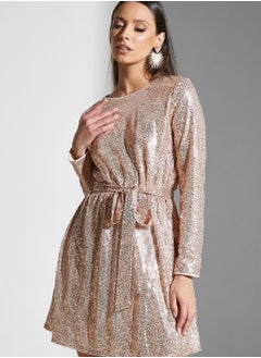 Buy Belted Sequin Dress in Saudi Arabia