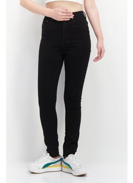 Buy Women Skinny Fit Solid Stretchable Denim Jean, Black in Saudi Arabia