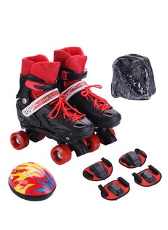 Buy Design For Girls Boy Kids Child Adjustable Quad Roller Skates Shoes Sliding Sneakers 4 Wheels 2 Row Line outdoor Gym Sports in Saudi Arabia