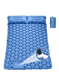 اشتري Double Sleeping Pad for Camping, 78''X49''X3.9'' Large Self Inflating Camping Sleeping Pad with Pillow Built-in Pump Portable 2 Person Camping Pad for Hiking, Backpacking, Tent Air Mattress(Blue) في الامارات