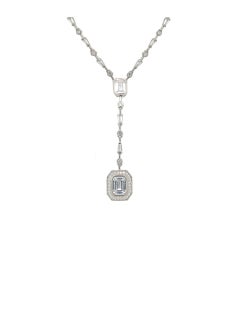 اشتري Asfour Crystal 925 Silver Rectangle Necklace With Clear Zircon Lobes - Silver في مصر