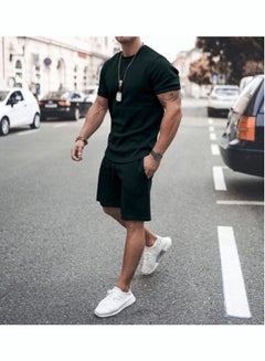 Buy Men's 2 Piece Tracksuit Casual Loose Short Sleeve Tops And Shorts Set Fitness Sport Set For Running Jogging in UAE