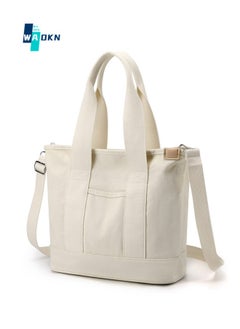 Buy Unisex Student Large Capacity Canvas Shopping Bag Tote Bag, Student Lunch Carry Handbag Clutch Bag, Multi-compartment Single Bag Shoulder Crossbody Bag Sling Bag Side Bag for Kids Men and Women in Saudi Arabia