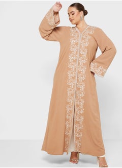 Buy Embroidered Trim Abaya With Sheila in UAE