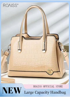 Buy Women's Fashionable Patent Leather Handbag Stone Pattern Zipper Opening And Closing Crossbody Bag in Saudi Arabia