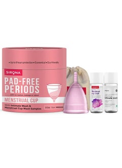 اشتري Sirona Pro Reusable Menstrual Cup for Women - with Pouch,Mini Intimate Wash & Cup Wash | Wear for 8-10 Hours | FDA Approved | Period Cup,Super Soft, Flexible,Made with Medical-Grade Silicone - Medium في الامارات