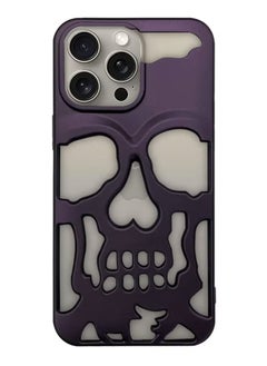 Buy iPhone 15 Pro Case 3D Hollow Skull Breathable Phone Case Luxury Plating Colorful Matte Shockproof Cover Ultra Thin Full Surround Anti-Fall Case Purple in UAE