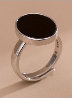 Buy Korean Simple S925 Sterling Silver Inlaid with Black Agate Smooth High-end Fashion Niche Retro Personality in Saudi Arabia