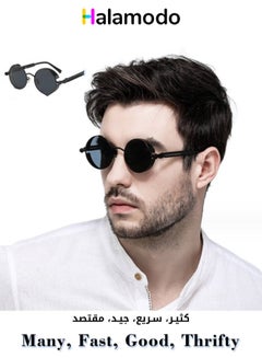 Buy Round Retro Steampunk Sunglasses for Men and Women Unisex Vintage Steampunk Classic Metal Frame Sunglasses with UV400 Protection in UAE