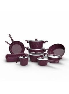 اشتري 16 Piece Cooker Capacity Pot 16-18-24-28 - Milkpot 16 - Oven Tray 30 - Oblong Tray 30 - Frying Pan 26 - 28 - Cassarolla 16 centimete في مصر