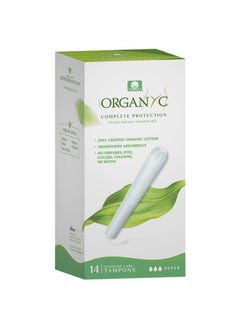 Buy 100% Certified Organic Cotton Tampons - Cardboard Applicator, Free from Chlorine, Perfumes, Rayon, and Chemicals - Super, 14 Count in UAE