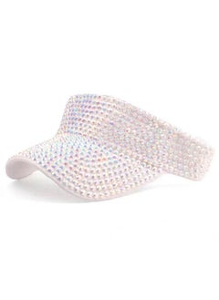 Buy Bling Rhinestone Plain Hat Sport Sun Visor Hat for Women Men Outdoor Adjustable Summer UV Protection Beach Sport Cap Cycling Running Hatset Accessory White in Saudi Arabia