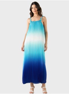 Buy Plisse Color Block Tie Up Dress in UAE