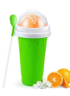 Buy Slushie Maker Cup, Magic Quick Frozen Smoothies Cup, Cooling Cup, Double Layer Squeeze Slushy Maker Cup, Homemade Milk Shake Ice Cream Maker (Green) in Saudi Arabia