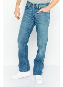 Buy Men Larkee Straight Fit Washed Stretchable Jeans, Blue in UAE