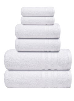 Buy Premium White Bath Towel Set - 100% Turkish Cotton 2 Bath Towels, 2 Hand Towels, 2 Washcloths - Soft, Absorbent, Durable – Quick Dry - Perfect for Daily Use by Infinitee Xclusives in UAE