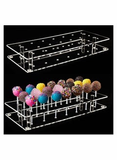 اشتري Cake Pop Holder Acrylic Lollipop Display Stand 21 Hole Clear for Candy Stick Making Tool Wedding Baby Shower Birthday Party Decorative في الامارات