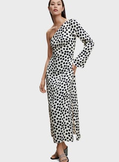 Buy One Shoulder Polka Dot Dress in UAE
